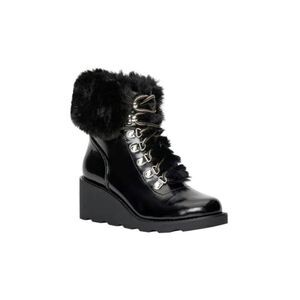 INC Womens Hannia Patent Lace Up Booties Black 9.5 Medium
